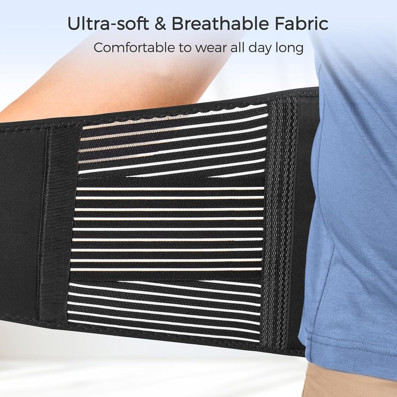 Durable Back Brace with 16-Hole Mesh for Pain Relief - Comfortable Fit for All