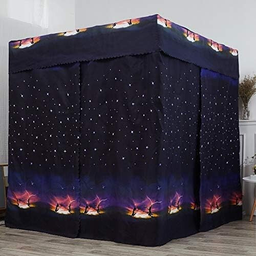 Elegant Galaxy-Themed Bed Curtain Canopy for Queen Size - Waterproof Design