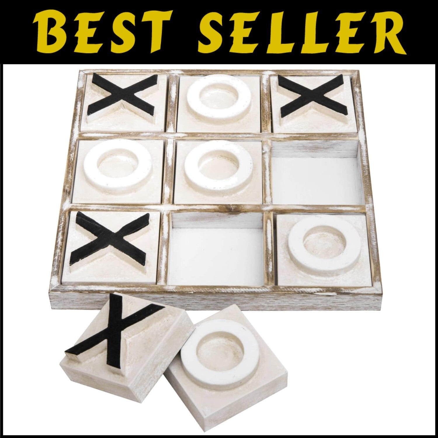 Eco-Friendly 12.6-Inch Tic Tac Toe Game - Rustic Decor for Home & Parties