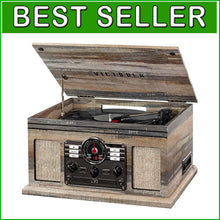 Load image into Gallery viewer, 3-Speed Vinyl Record Player &amp; Bluetooth Multimedia Center with Built-In Speakers