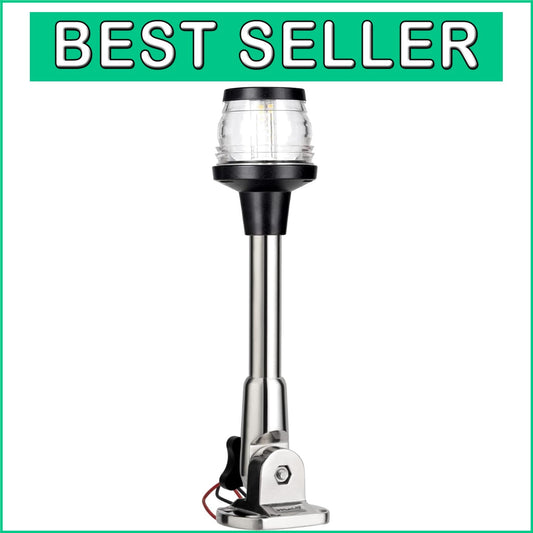 All-Round 12-24V LED Folding Boat Anchor Light - Polished Stainless Steel Design