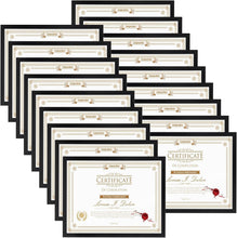 Load image into Gallery viewer, Lightweight 8.5x11 Black Picture Frame Set - Perfect for Certificates and Photos
