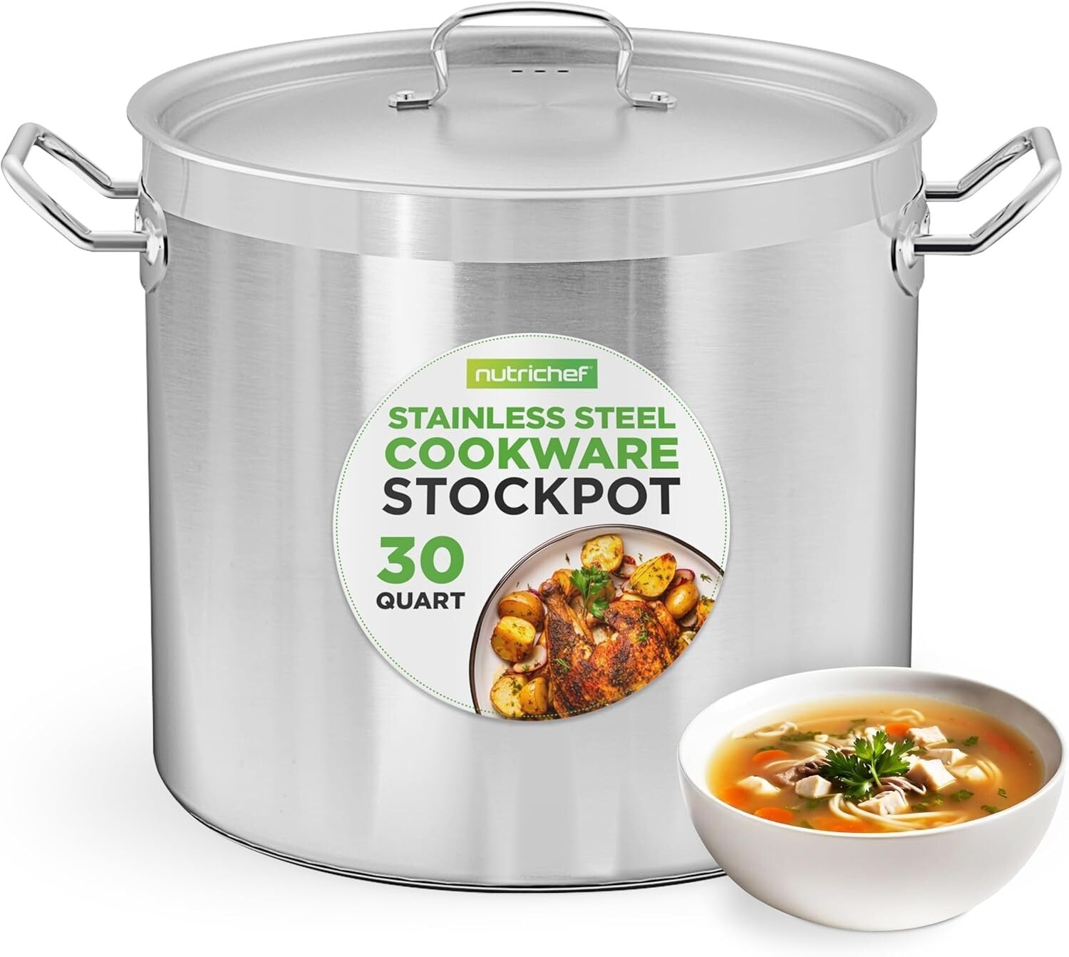 Durable 30 Quart Heavy Duty Stockpot - Perfect for Large Family Gatherings