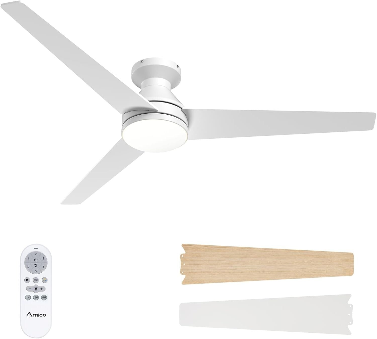 52-Inch Modern Ceiling Fan with Lights & Remote Control - Dimmable & Reversible