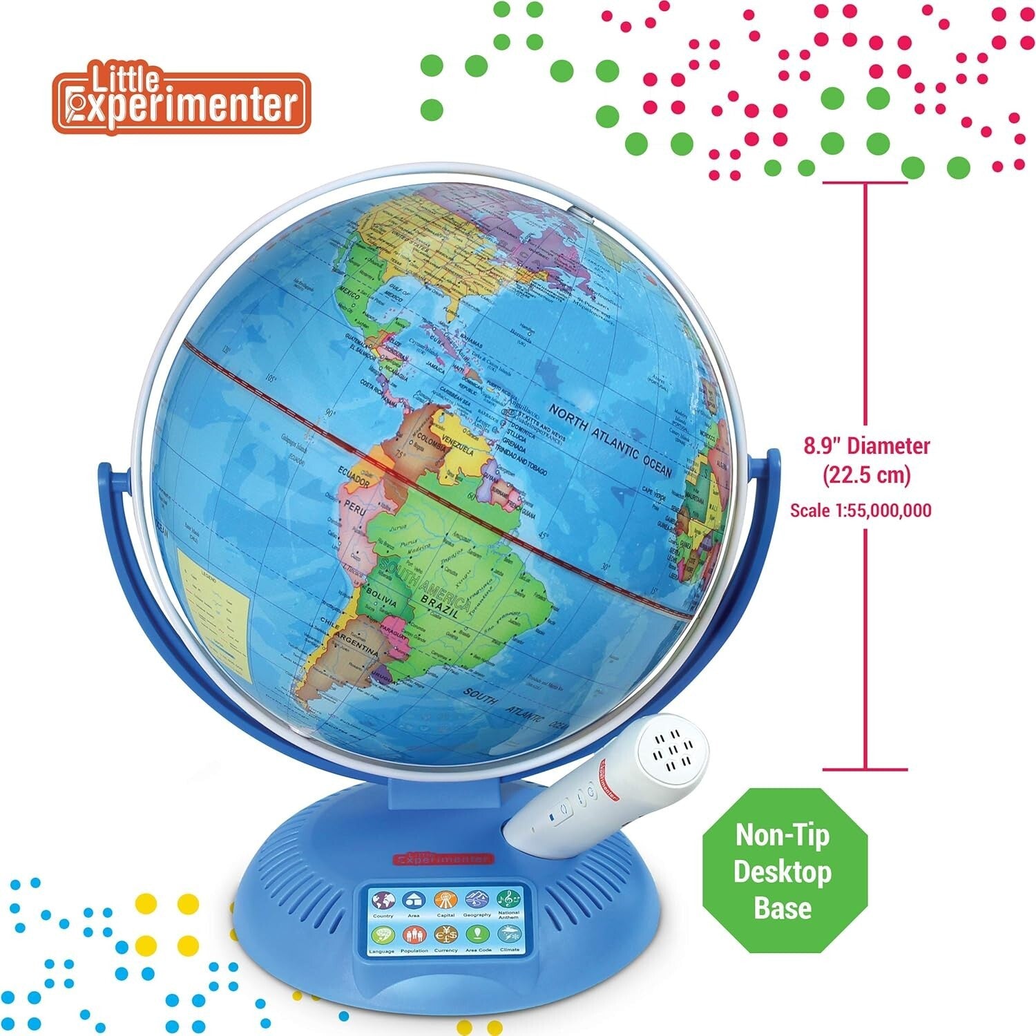 9-Inch Interactive Educational Globe with Smart Audio Pen - Fun Trivia for Kids