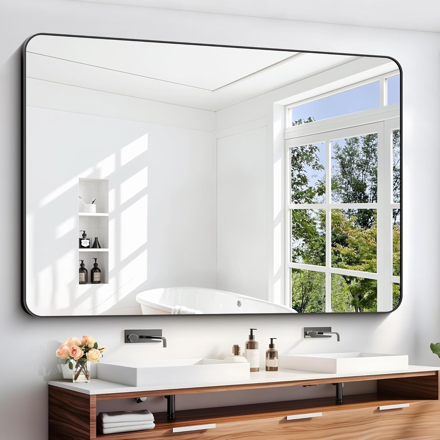 Stylish Rectangular Vanity Mirror 60" x 40" - Horizontal/Vertical Options