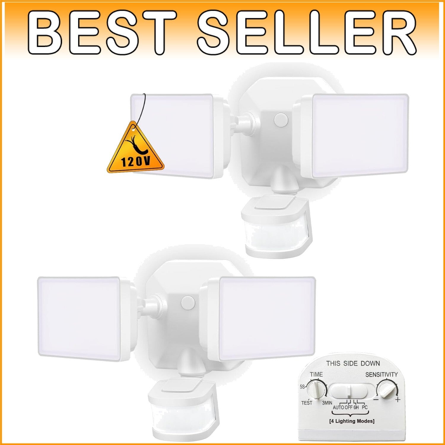 Bright 2800 Lumen Outdoor Motion Sensor Flood Lights - 4 Working Modes, 2-Pack