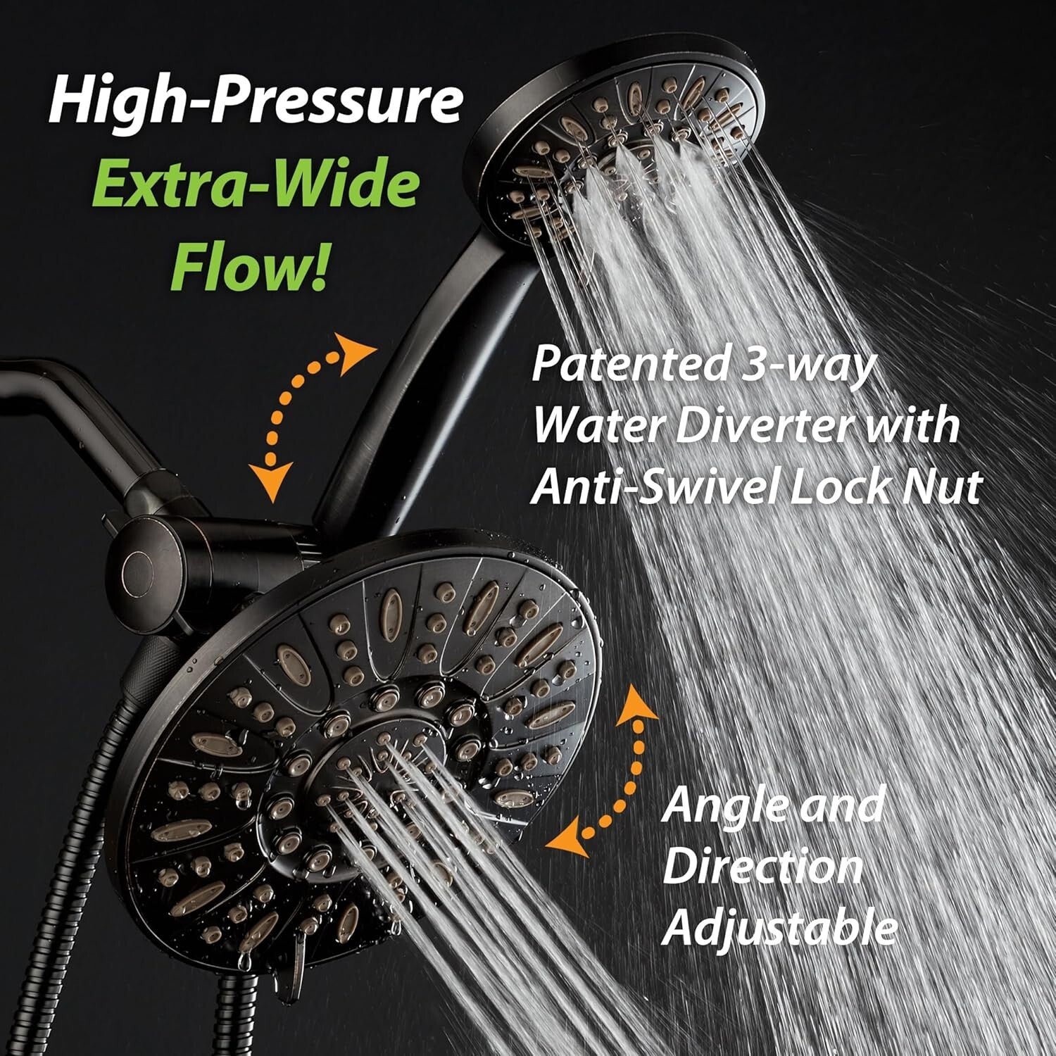 Elegant 7-Inch Oil Rubbed Bronze Shower Head & Hand Shower - Tool-Free Install