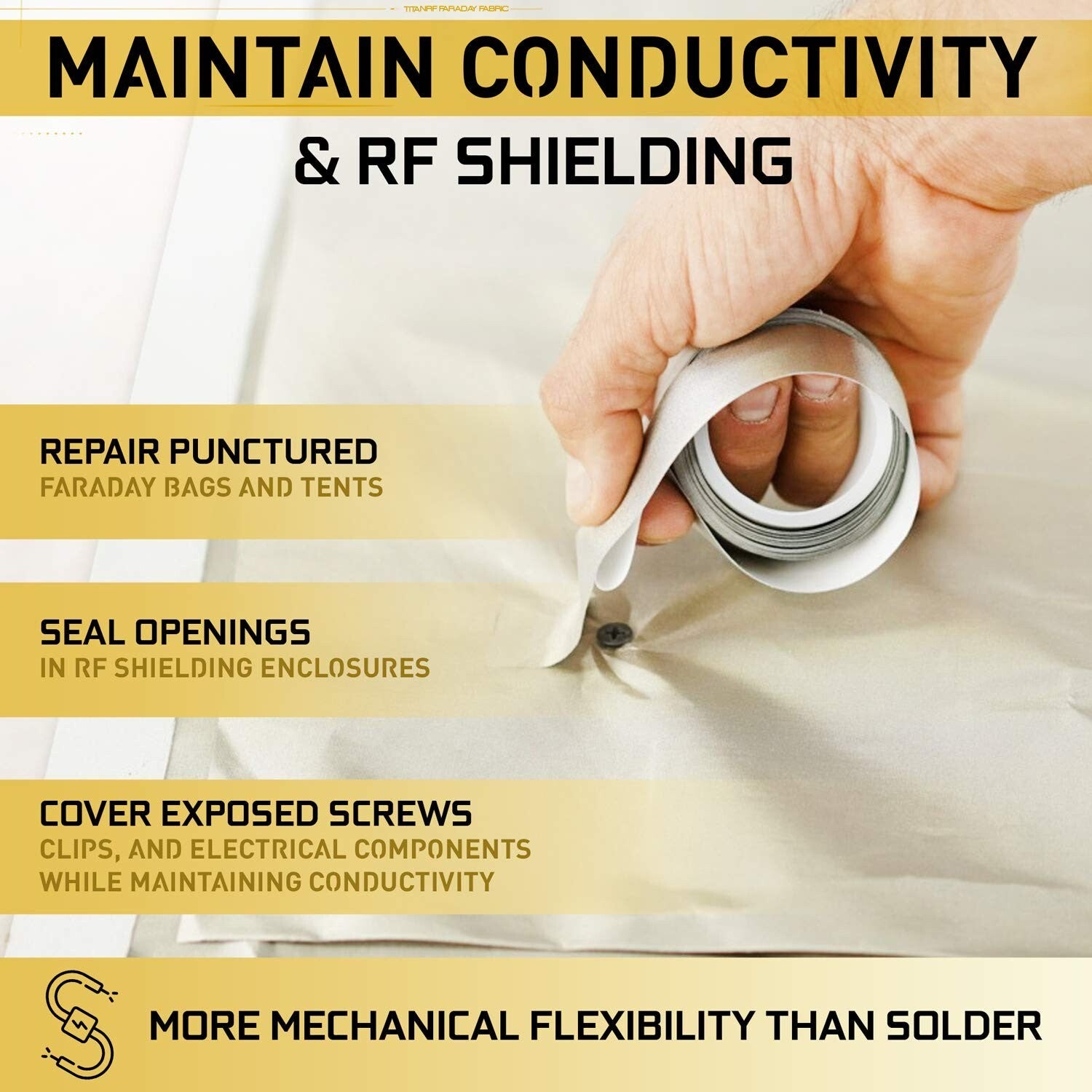 2.5in Wide TitanRF Faraday Tape - 164ft Conductive Adhesive for RF Shielding