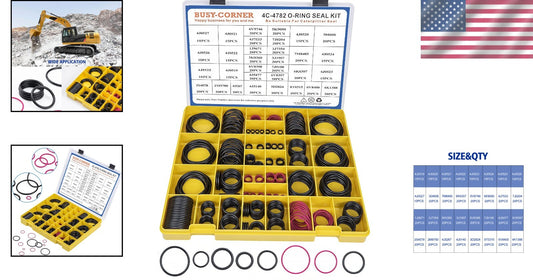 Hydraulic O-Ring Kit for CAT Excavators – 32 Sizes, Nitrile 90D, Heavy-Duty Case