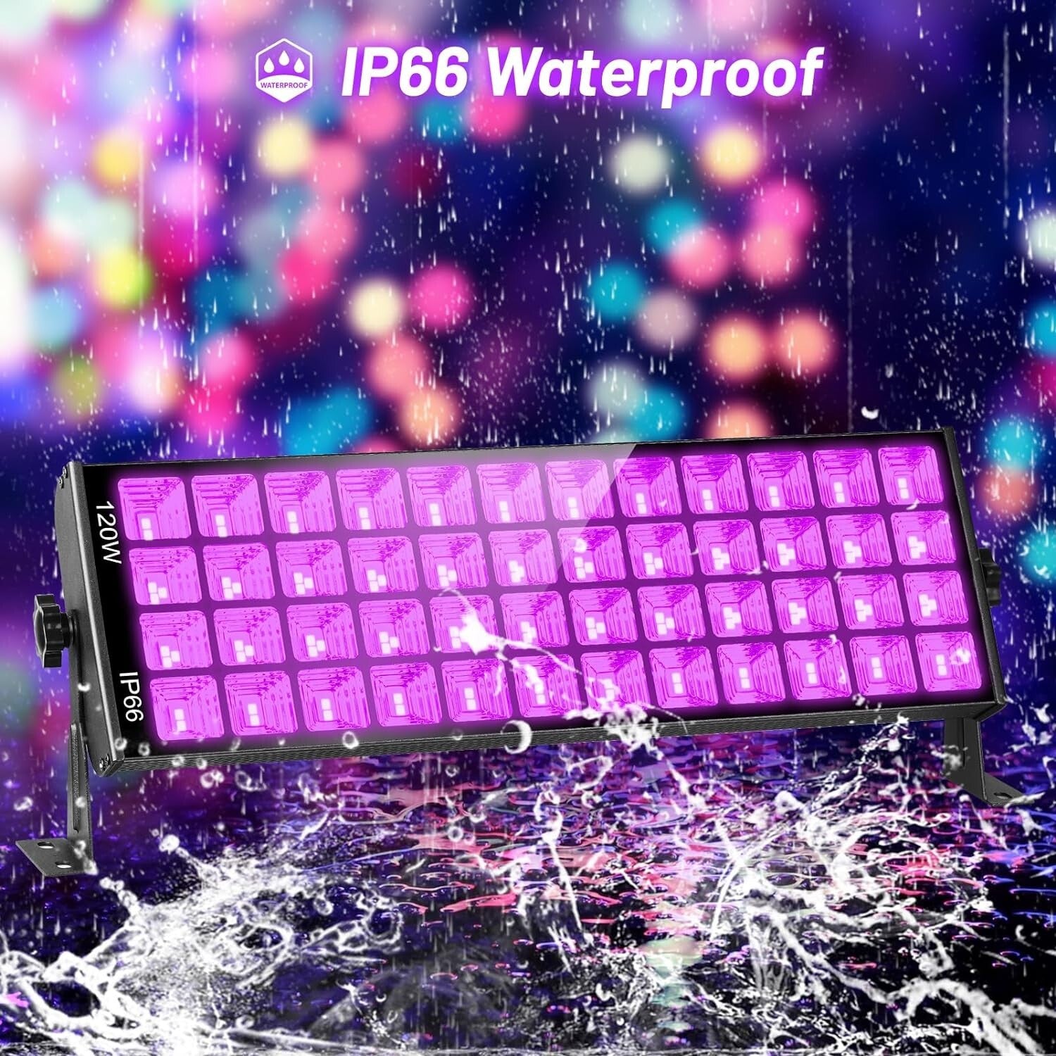 120W Fluorescent Reactive LED Black Lights - 4 Pack with 10ft Cord for Outdoor