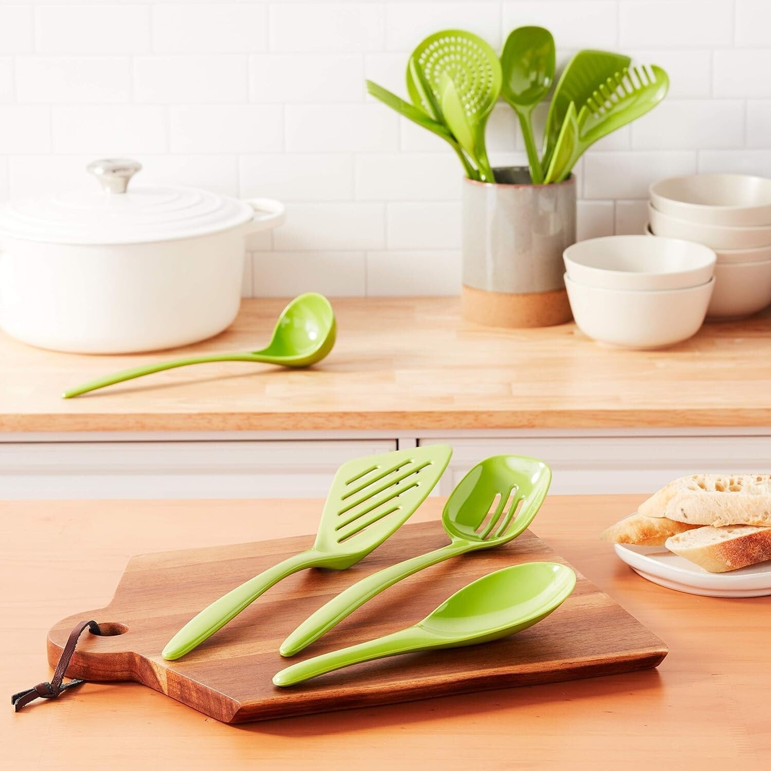 Ergonomic Melamine Cooking Utensil Set, 12 Pieces - Nonstick & Dishwasher Safe