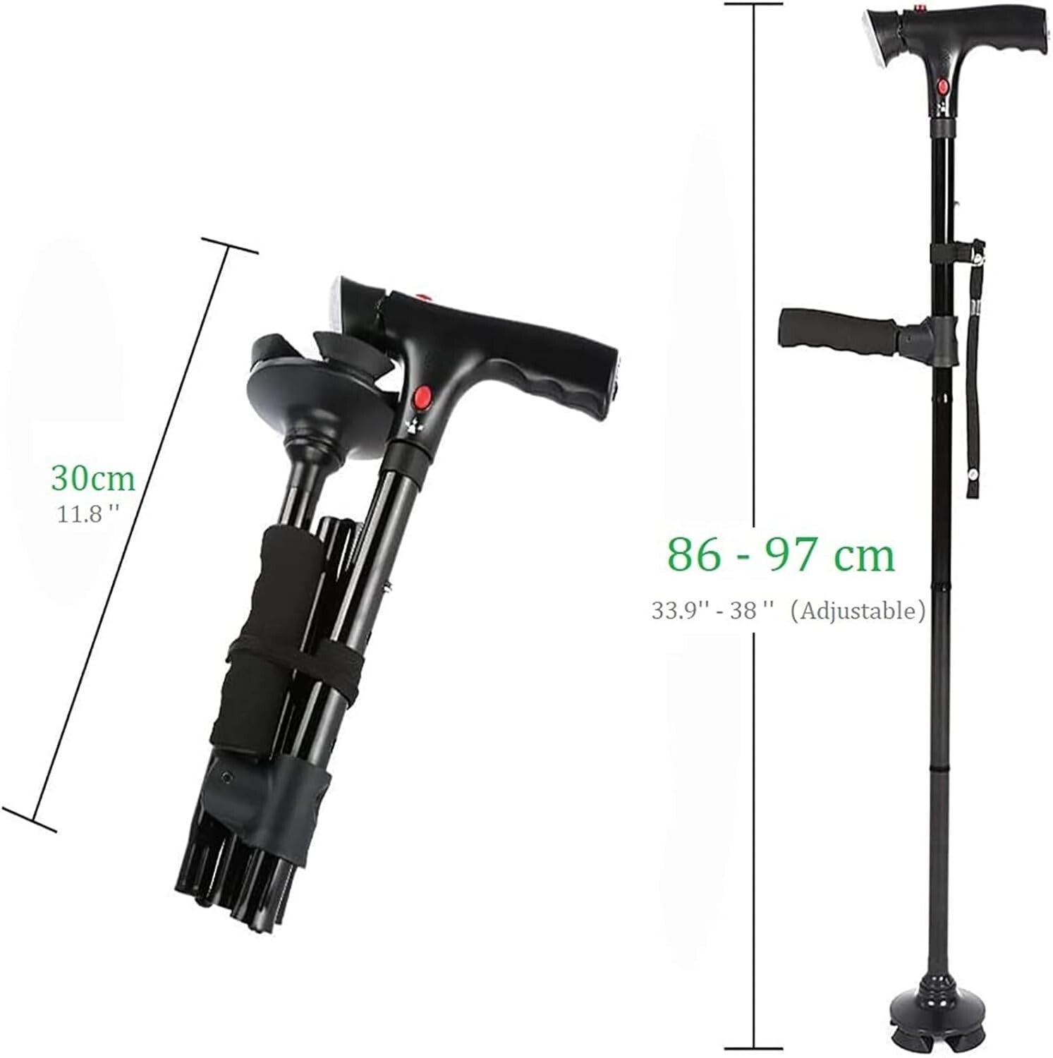 Versatile Walking Cane for Men & Women - Adjustable Length & Built-in Light
