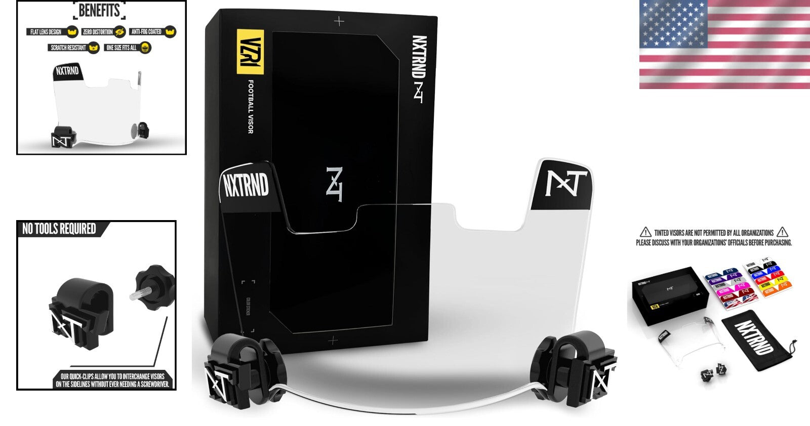 Durable Polycarbonate Football Visor with Anti-Fog Technology - One Size Clear