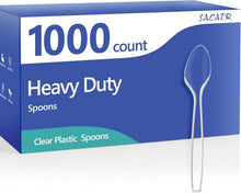 Load image into Gallery viewer, Crystal Clear Disposable Spoons Bulk – 1000 Heavy Duty &amp; Stylish Options