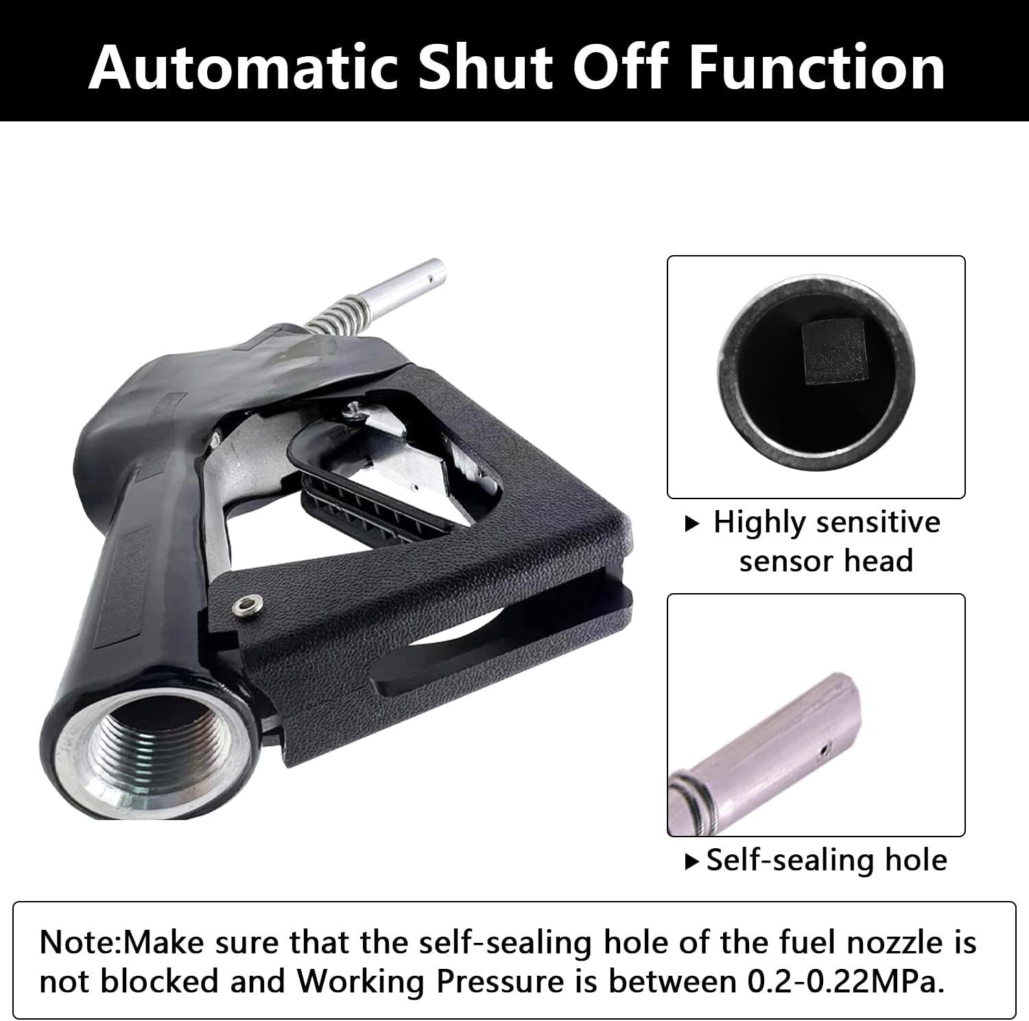 Efficient Automatic Black Fuel Nozzle 3/4" NPT for Diesel and Biofuel – 16 GPM