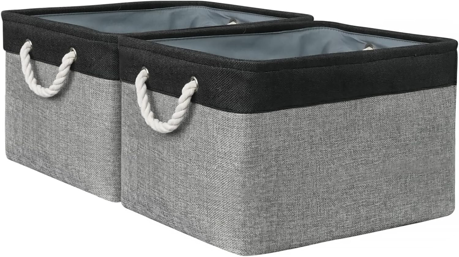 Elegant 2-Pack Organizing Bins – 17x15x12 Inch Fabric Baskets with Rope Handles