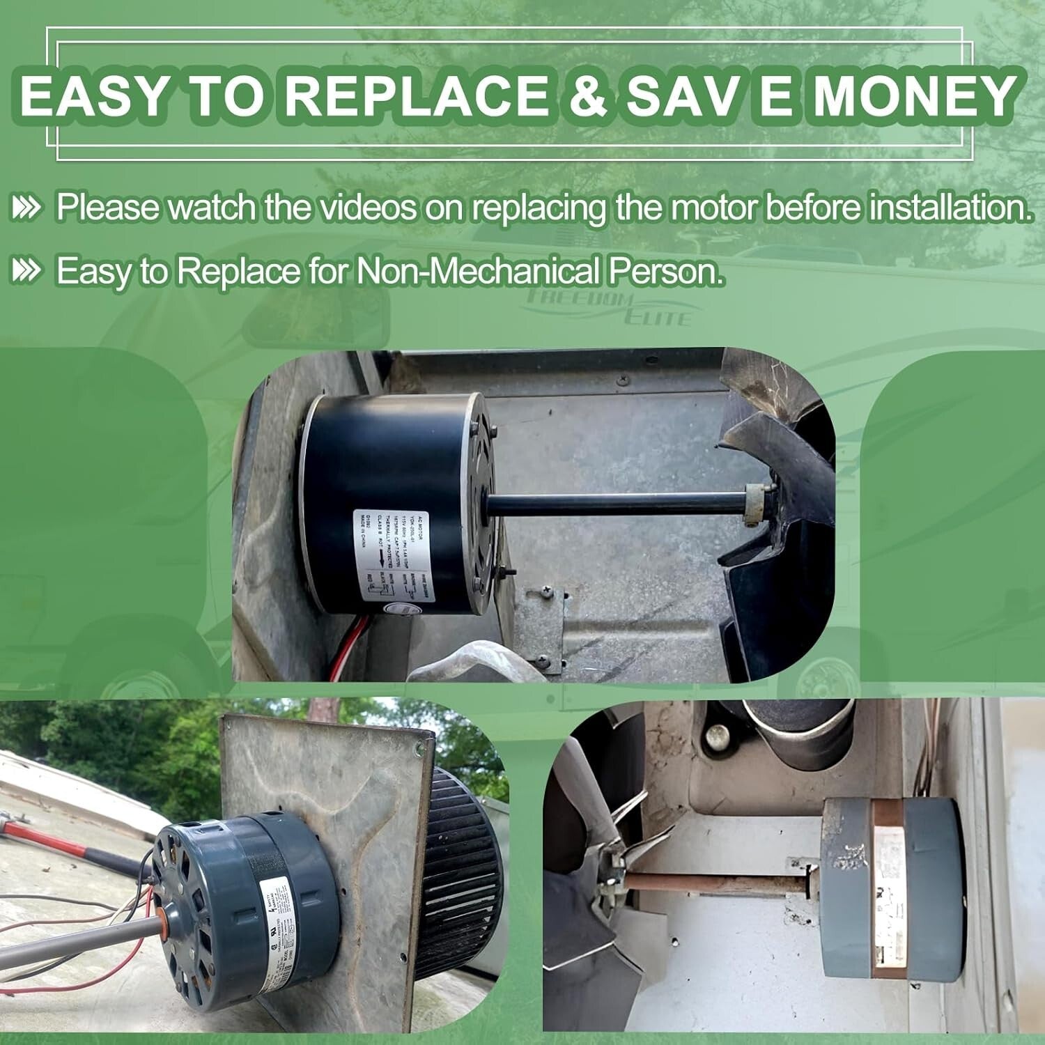 RV Air Conditioner Motor with Capacitor - Direct Replacement for Coleman Mach