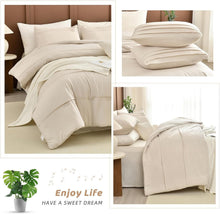 Load image into Gallery viewer, Wheat Color 3PC King Comforter Set - Soft, Lightweight &amp; Durable Cotton Bedding