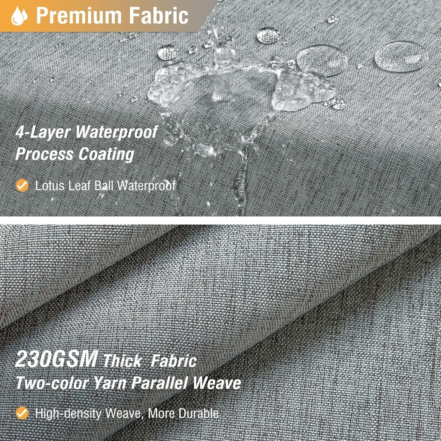 Extra Wide 108x72 Inch Waterproof Linen Textured Shower Curtain Set in Grey