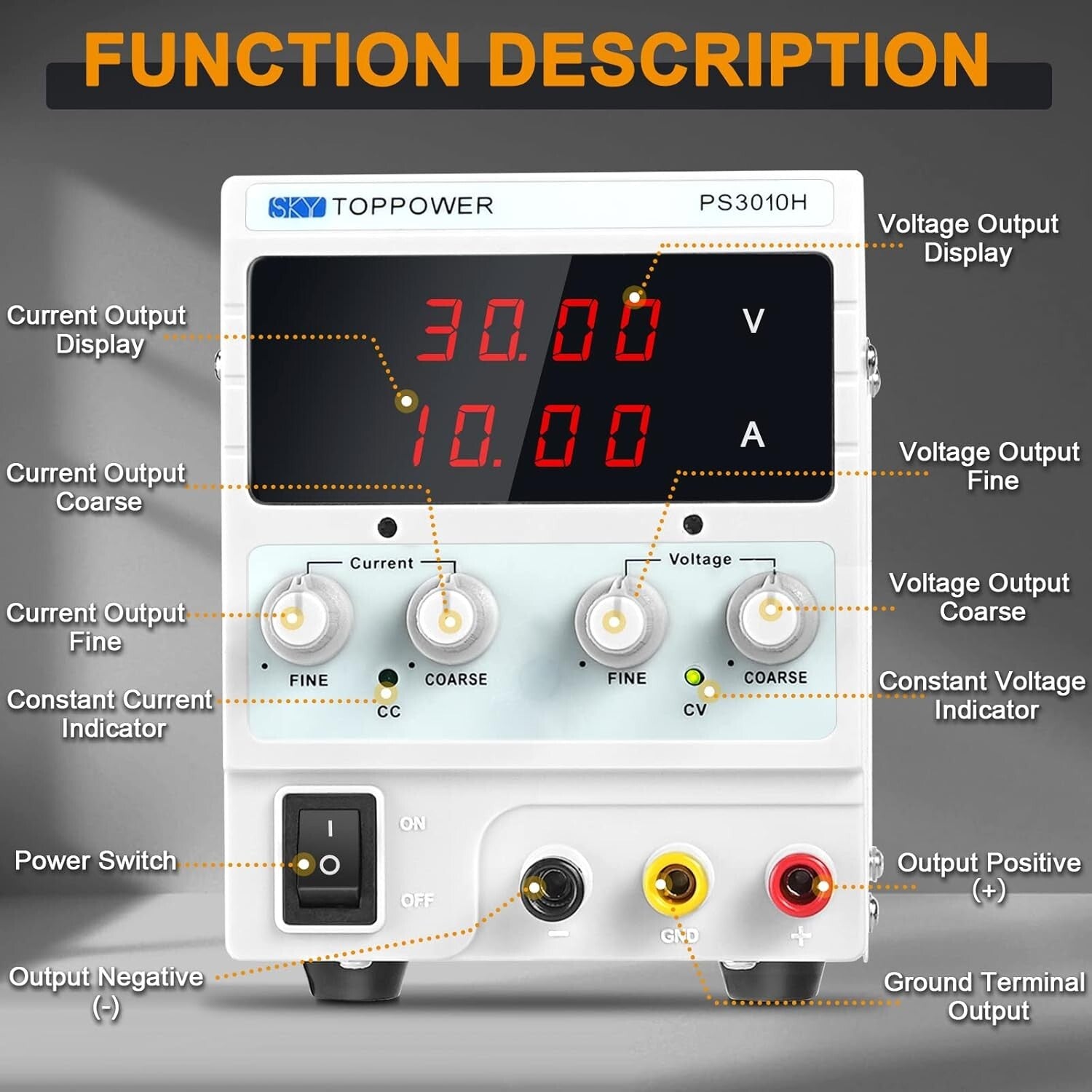 Multi-Function Variable DC Power Supply with 4-Digit Display - Ideal for DIY