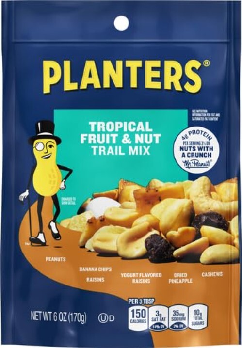 Tropical Fruit & Nuts Trail Mix - Pack of 6 Resealable 6oz Bags, Healthy Snack