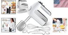Load image into Gallery viewer, Turbo Boost Electric Hand Mixer - 5-Speed with 2 Beaters, 2 Dough Hooks - White