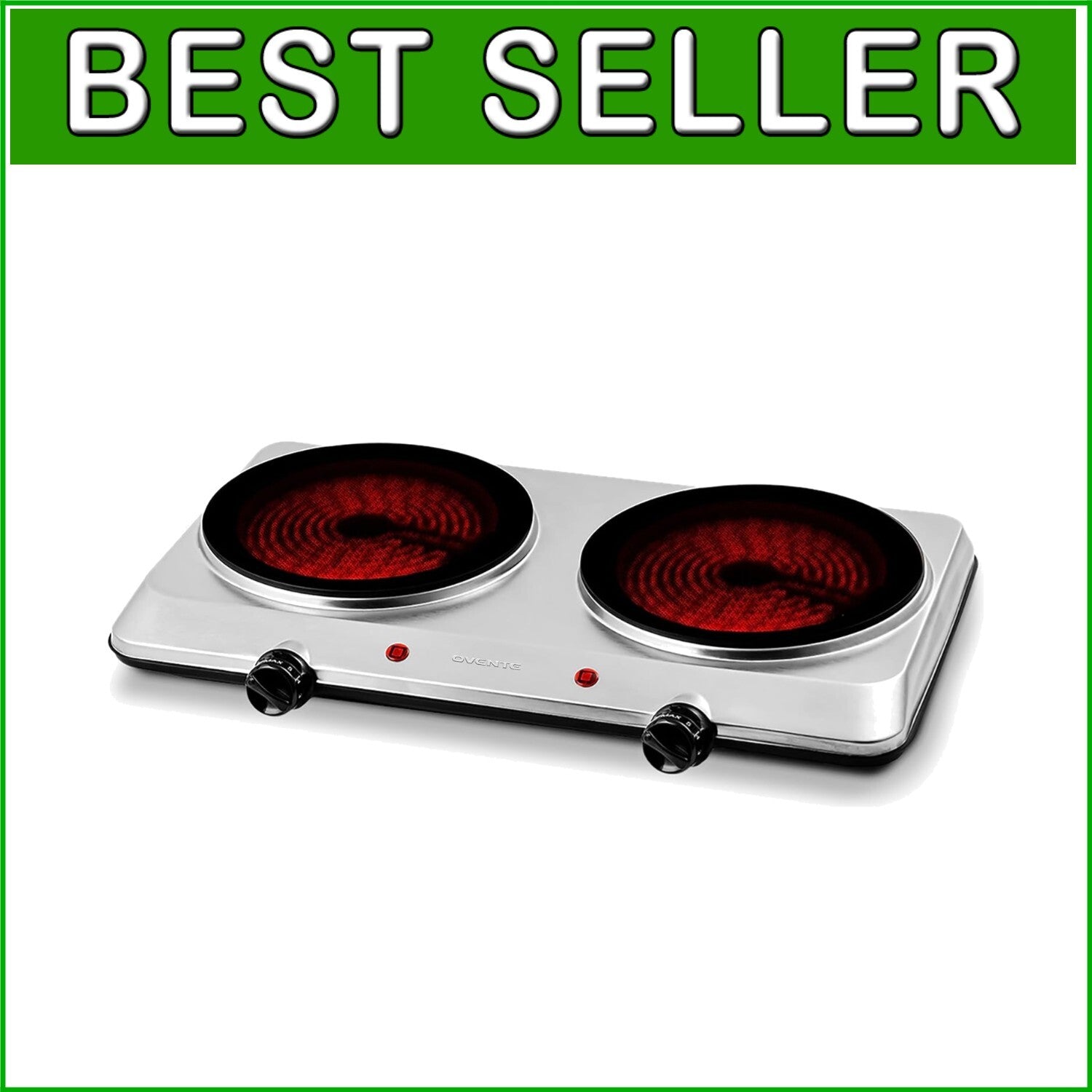 Efficient Double Burner Electric Stove with Easy Clean Glass and Safety Features