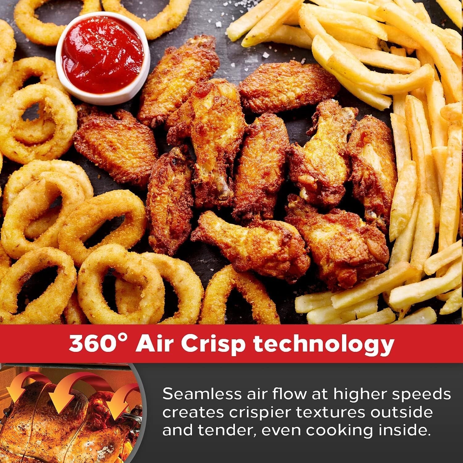 Compact 1500W Air Fryer: XL Stainless Steel Design with Rotisserie & Dehydrator