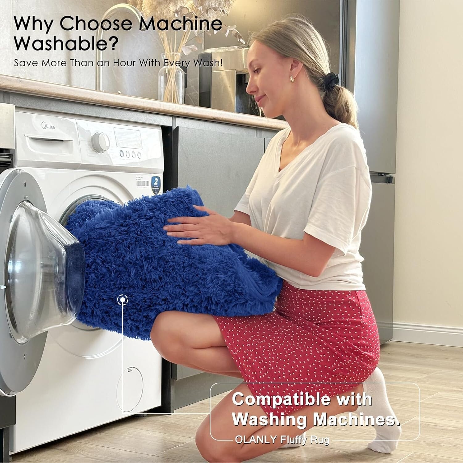 Elegant 8x10 Navy Blue Area Rug - Machine Washable & Eco-Friendly for Any Room