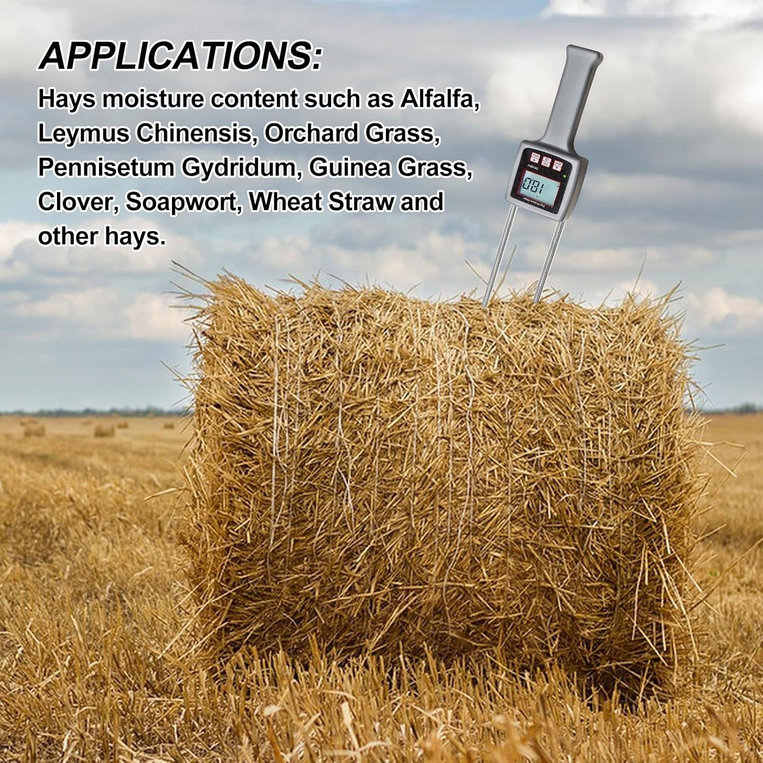Digital Hay Moisture Gauge with Backlight – Accurate Readings for Varied Hays