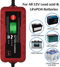 Load image into Gallery viewer, Sailnovo 4A Smart 6V/12V Battery Charger Maintainer - Fully Automatic 8-Stage