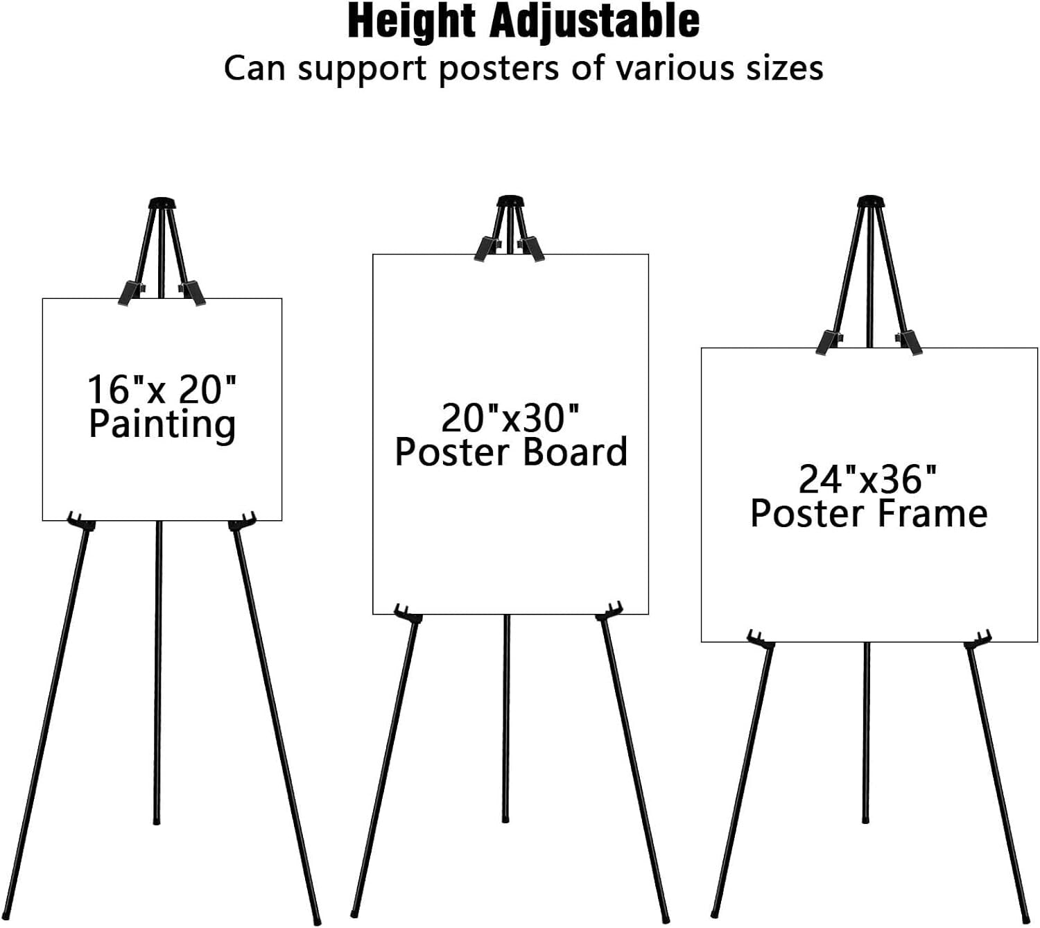 6 Pack Folding Easels for Stylish Displays - Portable & Adjustable to 66-Inch