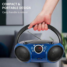 Load image into Gallery viewer, Stylish Starlight Blue CD Boombox with Wireless Bluetooth and Headphone Jack