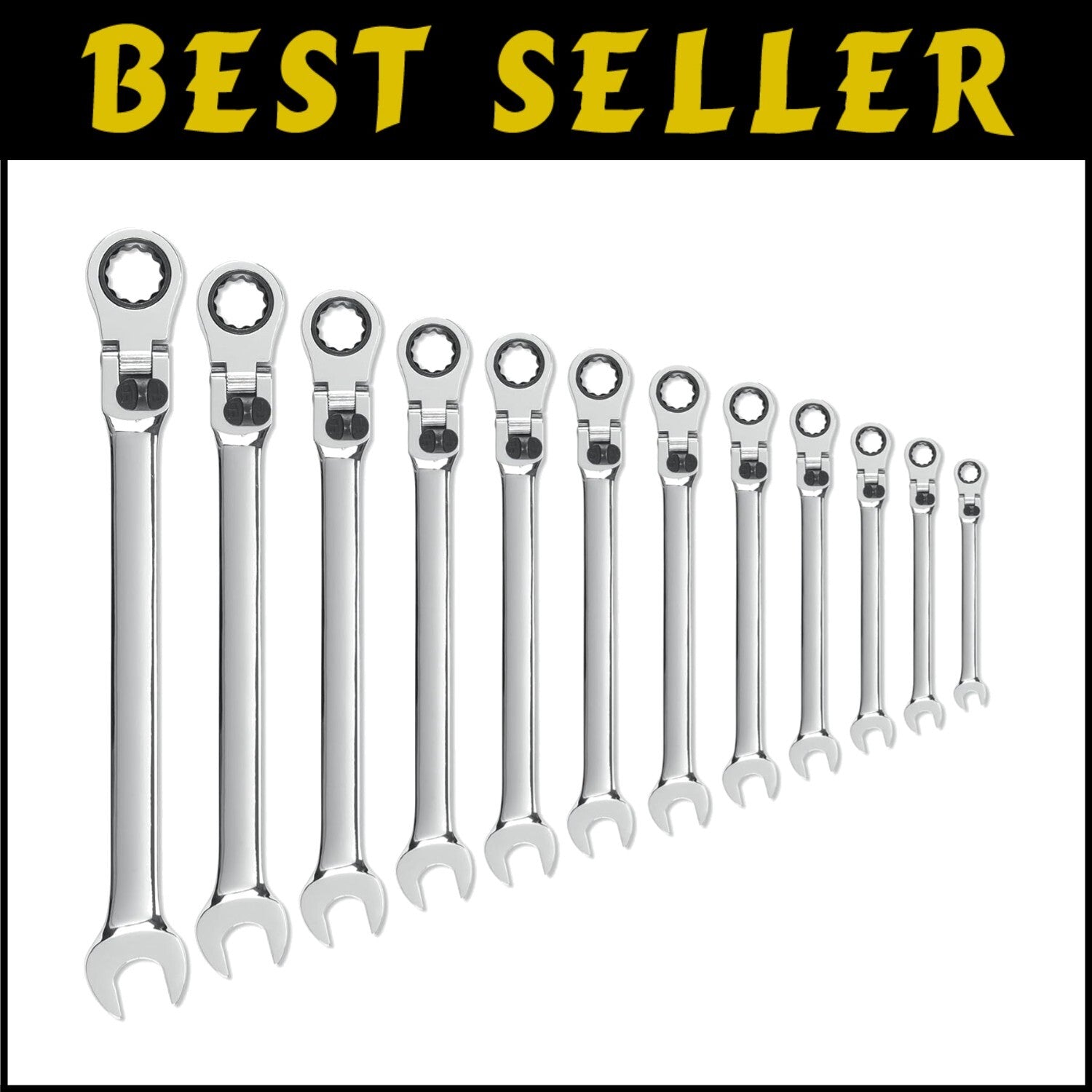 Versatile 12 Pc. Locking Flex Head Metric Wrenches - Ideal for Confined Spaces