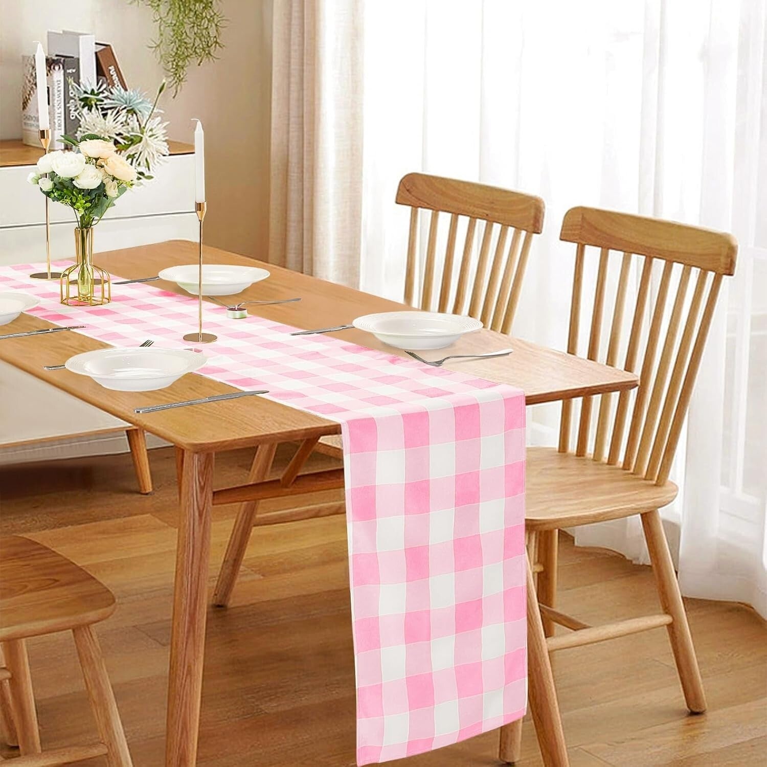 Buffalo Check Table Runners 12-Pack – 14" x 108" Gingham for Weddings & Dining