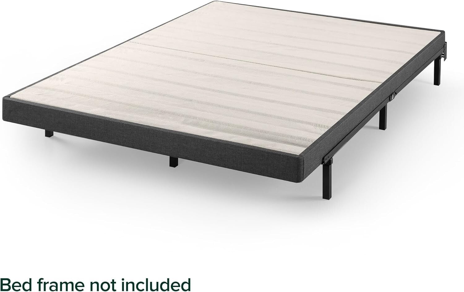 Durable Upholstered Box Spring, Grey Fabric Queen Foundation - Compact Package