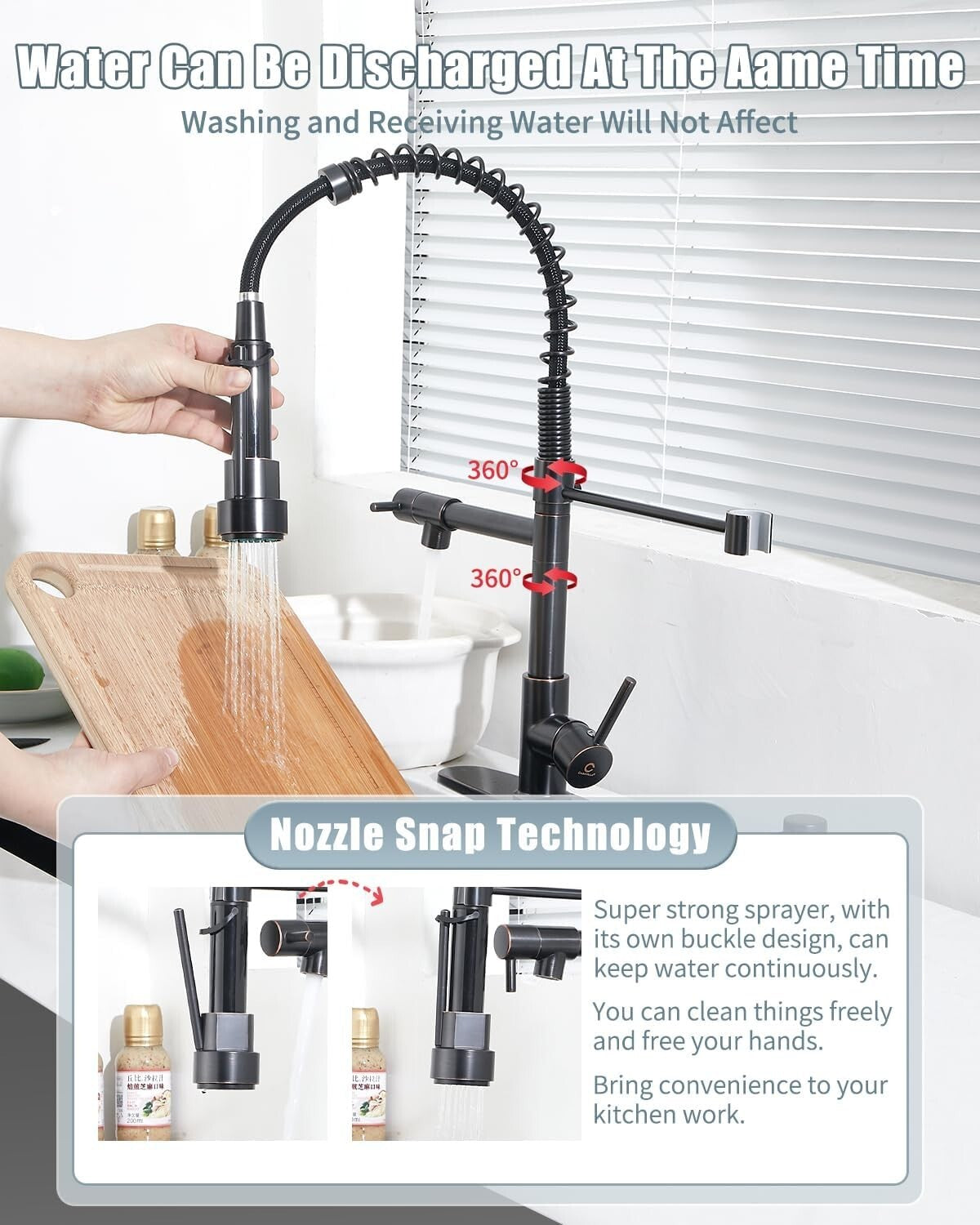 Elegant Oil Rubbed Bronze Kitchen Faucet with Soap Dispenser & Pull Down Sprayer