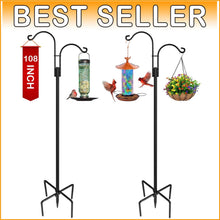 Load image into Gallery viewer, 2-Pack Heavy Duty Garden Shepherd Hooks - Dual Arm for Bird Feeders and Lanterns