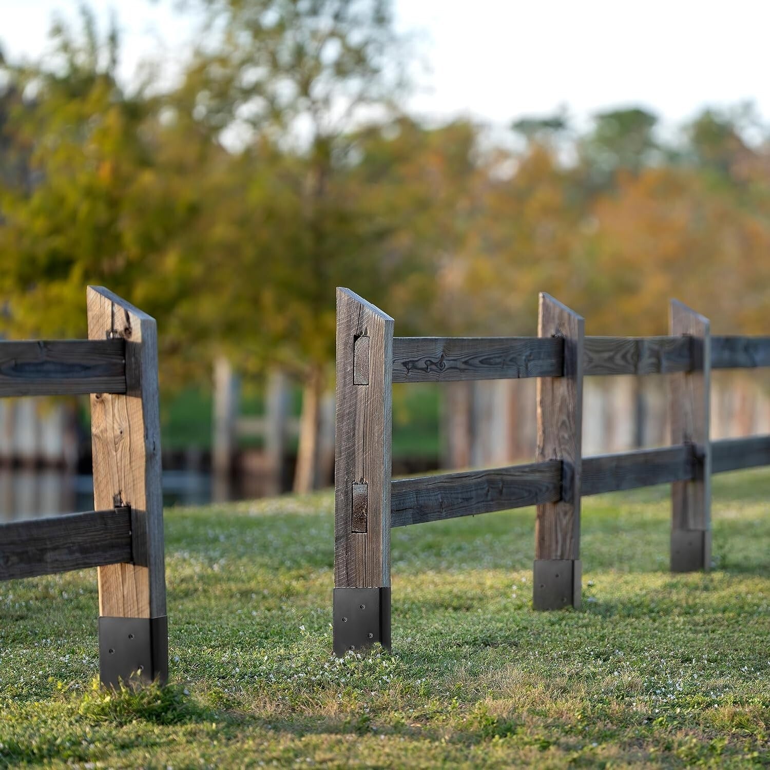 Heavy-Duty 8 Pack Black Metal Post Anchors - Quick Install for Mailbox or Fence
