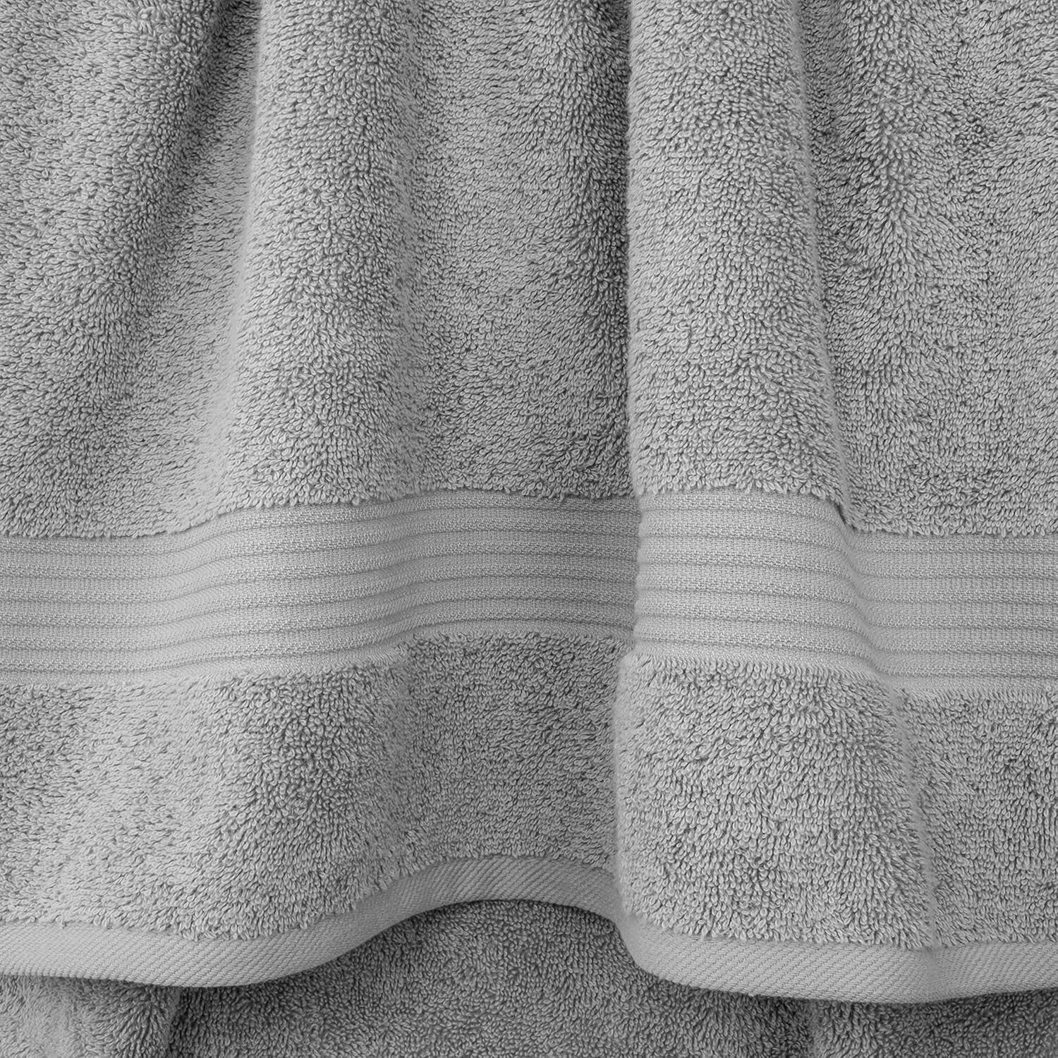 Elegant Cotton Towel Set - 2 Bath, 2 Hand, 2 Washcloths – Light Gray Luxury