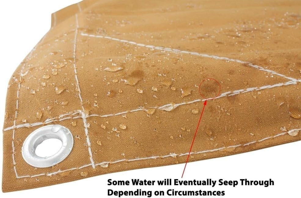 Durable Tan Canvas Tarp 12' x 24' - Heavy Duty, UV Protected & Breathable