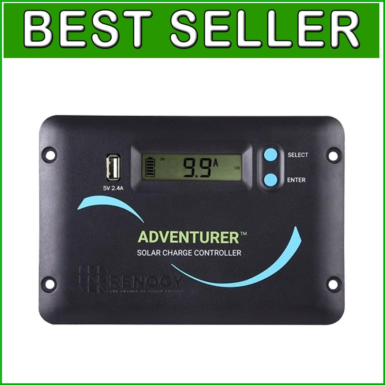 30A PWM Solar Charge Controller with LCD Display - Flush Mount & Bluetooth Ready