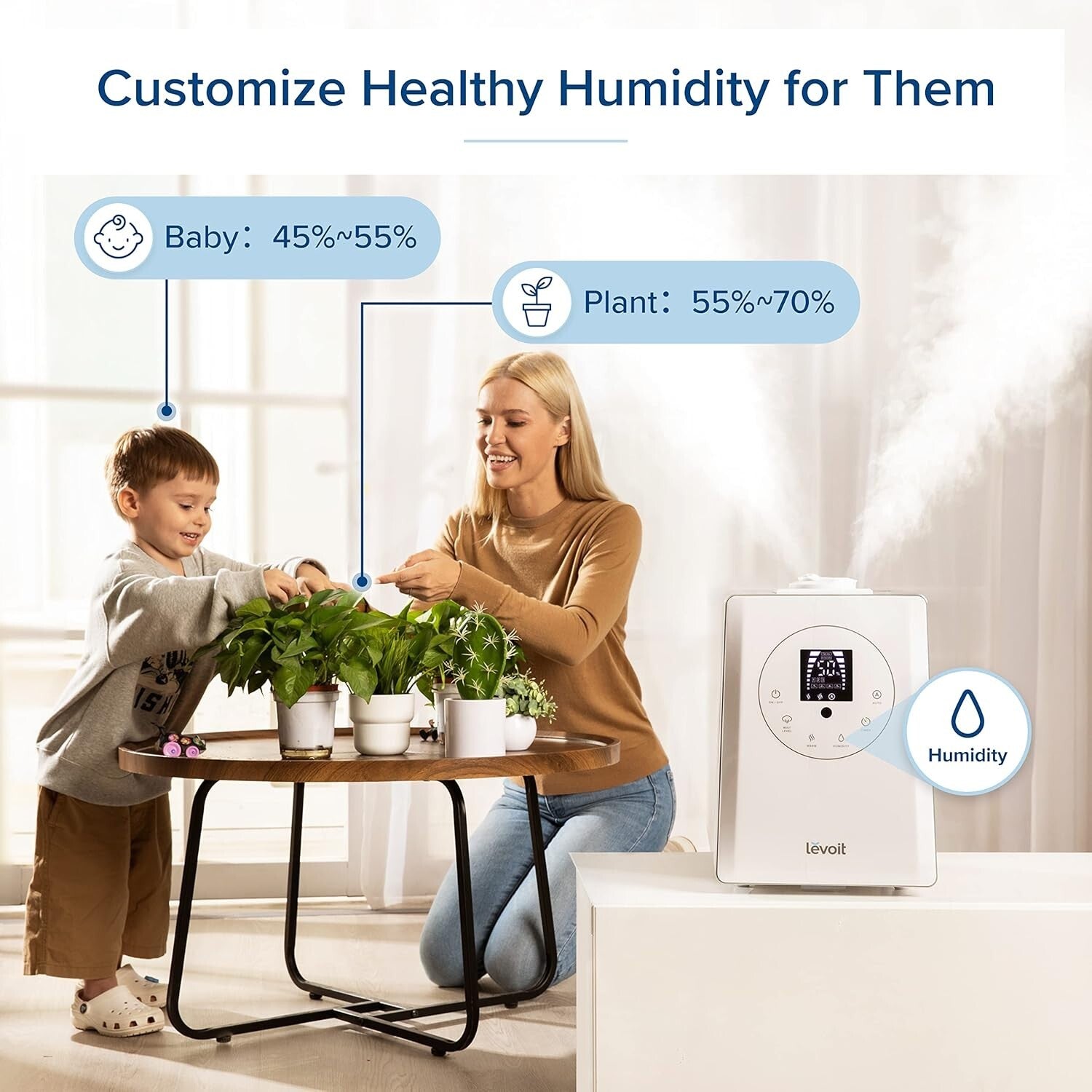 Effective 6L Home Humidifier: Adjustable Humidity Sensor & Essential Oils