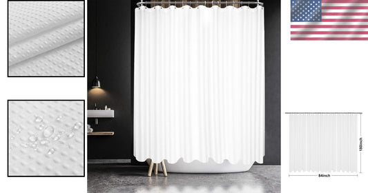 Waffle Weave Clawfoot Tub Shower Curtain 180x84 - Luxury Water Repellent Design