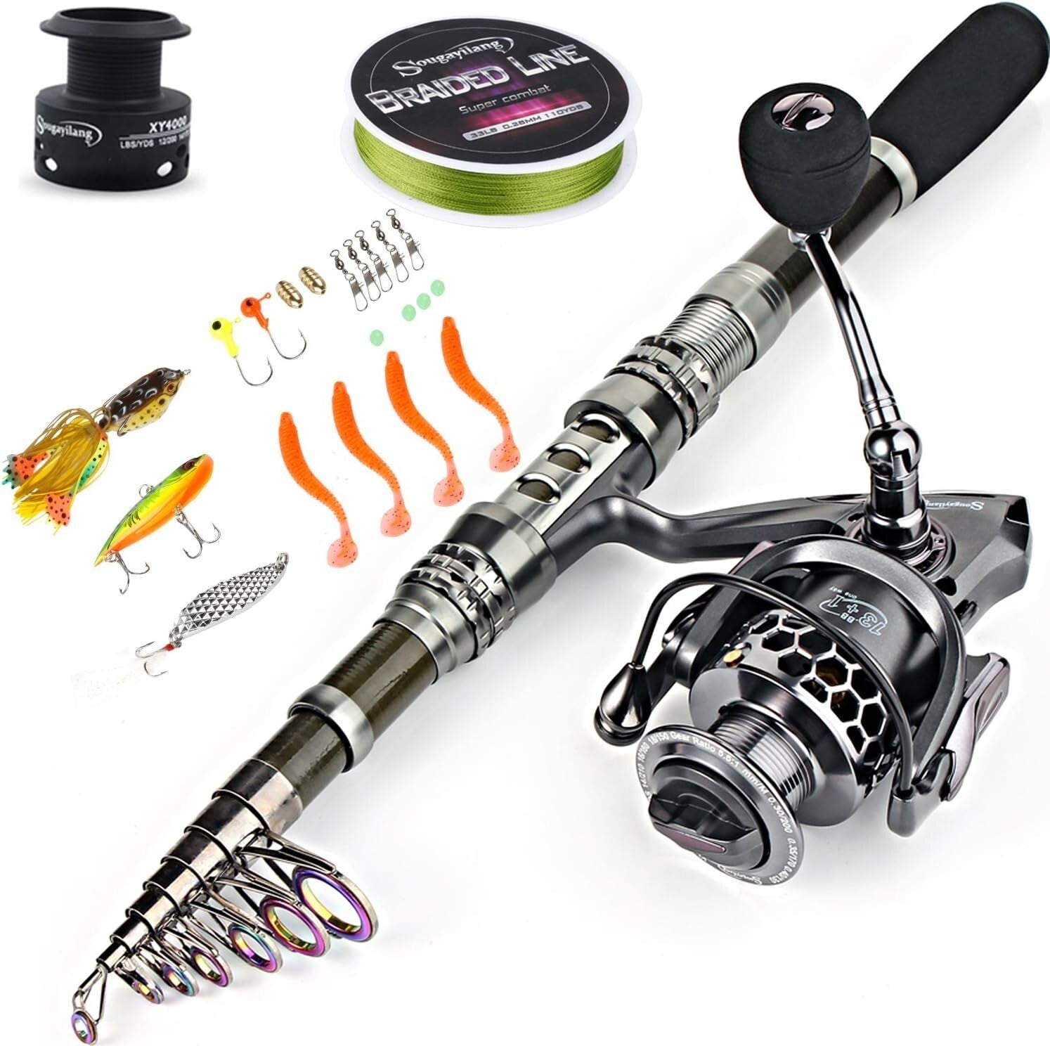 Versatile Fishing Pole & Reel Combo with Carrier Bag - Perfect for Bass & Trout