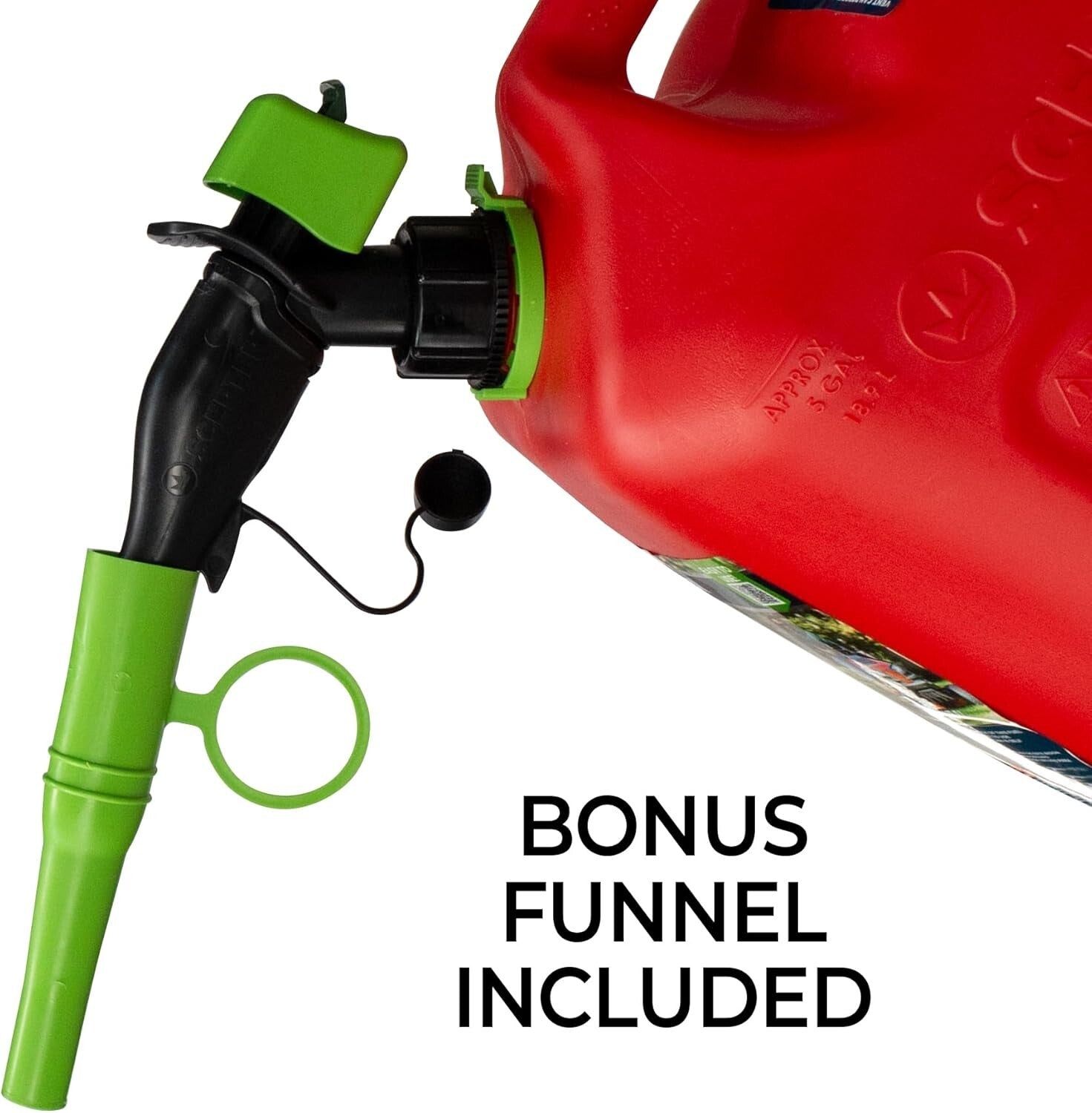 Durable 5-Gallon Red Gas Can with Flame Mitigation & Controlled Flow Spout