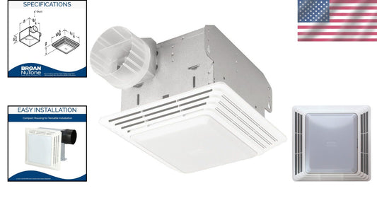 Dual Function Bathroom Fan & Light Combo, 50 CFM, Easy DIY Installation