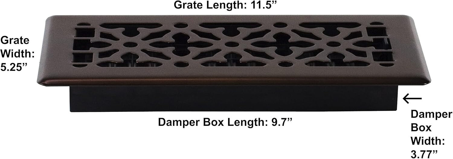 Durable Steel & Plastic Gothic Floor Register Pack – 4x10 Rubbed Bronze Finish