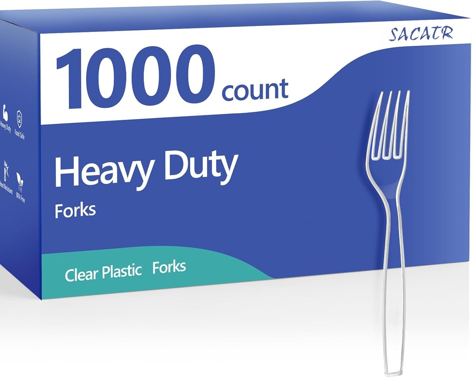 Premium 1000 Pack Clear Plastic Forks - Sturdy, Dishwasher Safe for All Events